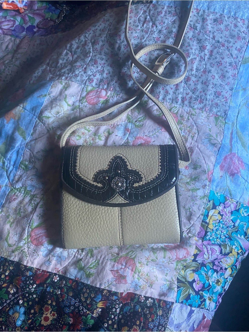 Brighton Cream and Dark Brown Crossbody Bag